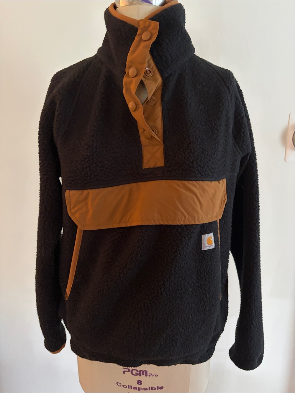 Carhartt Black Sherpa Pullover with Brown Accent Pocket